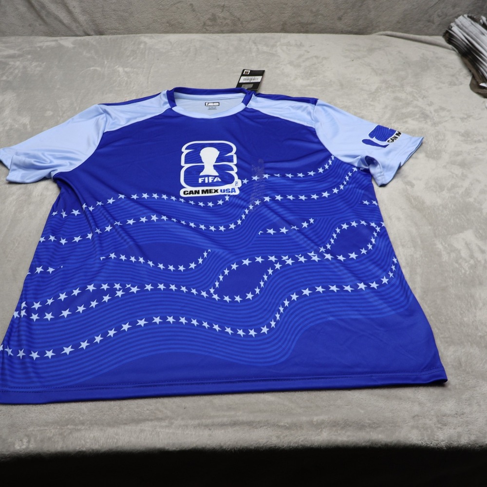 FIFA World Cup 2026 Shirt Mens XL Blue CanMexUSA Football Fan Jersey $25 NEW